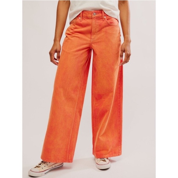 FREE PEOPLE We The Free Waterfall Baggy Wide Leg Jeans Oklahoma Sun Utility Pant - Picture 6 of 16